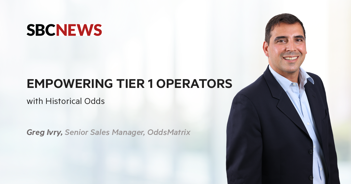 Image containing SBC News logo, photo of Greg Ivry, Senior Sales Manager, OddsMatrix, with the headline: Empowering Tier 1 Operators with Historical Odds