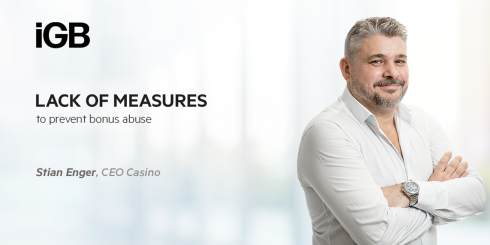Image of Stian Enger, CEO Casino at EveryMatrix, in a blurry background, with IGB logo, and the headline: Lack of measures to prevent bonus abuse