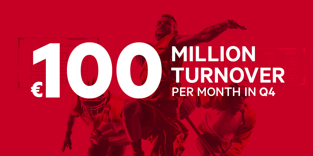OddsMatrix breaks EUR 100 million mark per month for total bets in Q4 2021
