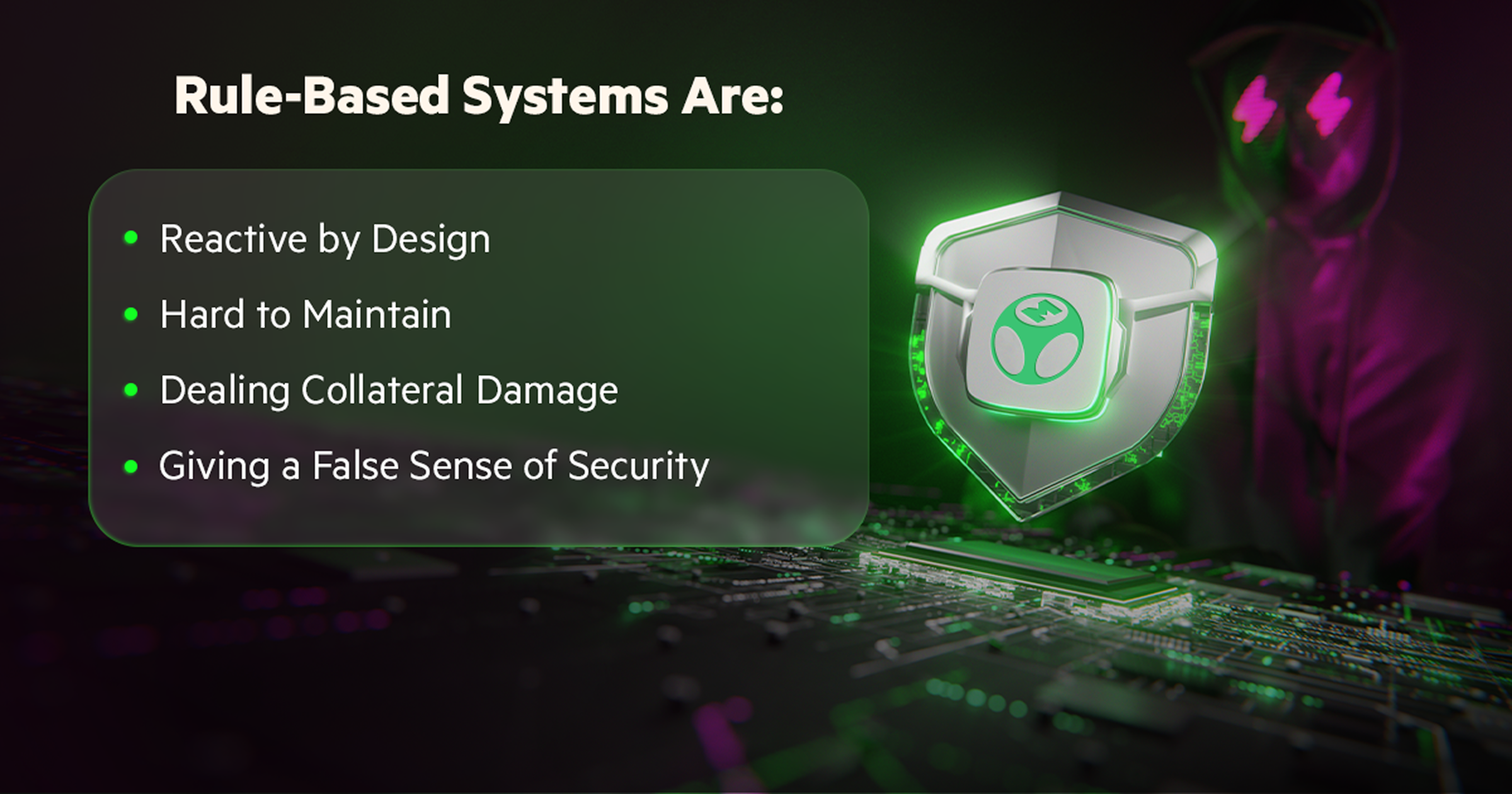 Infographic listing the four key failures of rule-based bonus fraud detection systems in iGaming